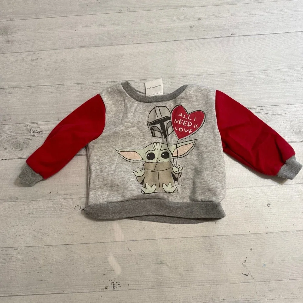 Start ways babyYoda all‎ you need is love valentines two piece outfit 6-9 months